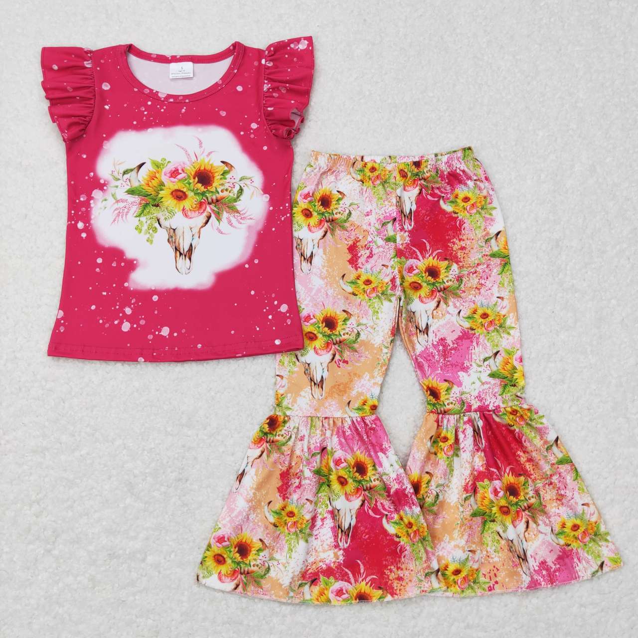 baby girls sunflower cow top matching pants outfit