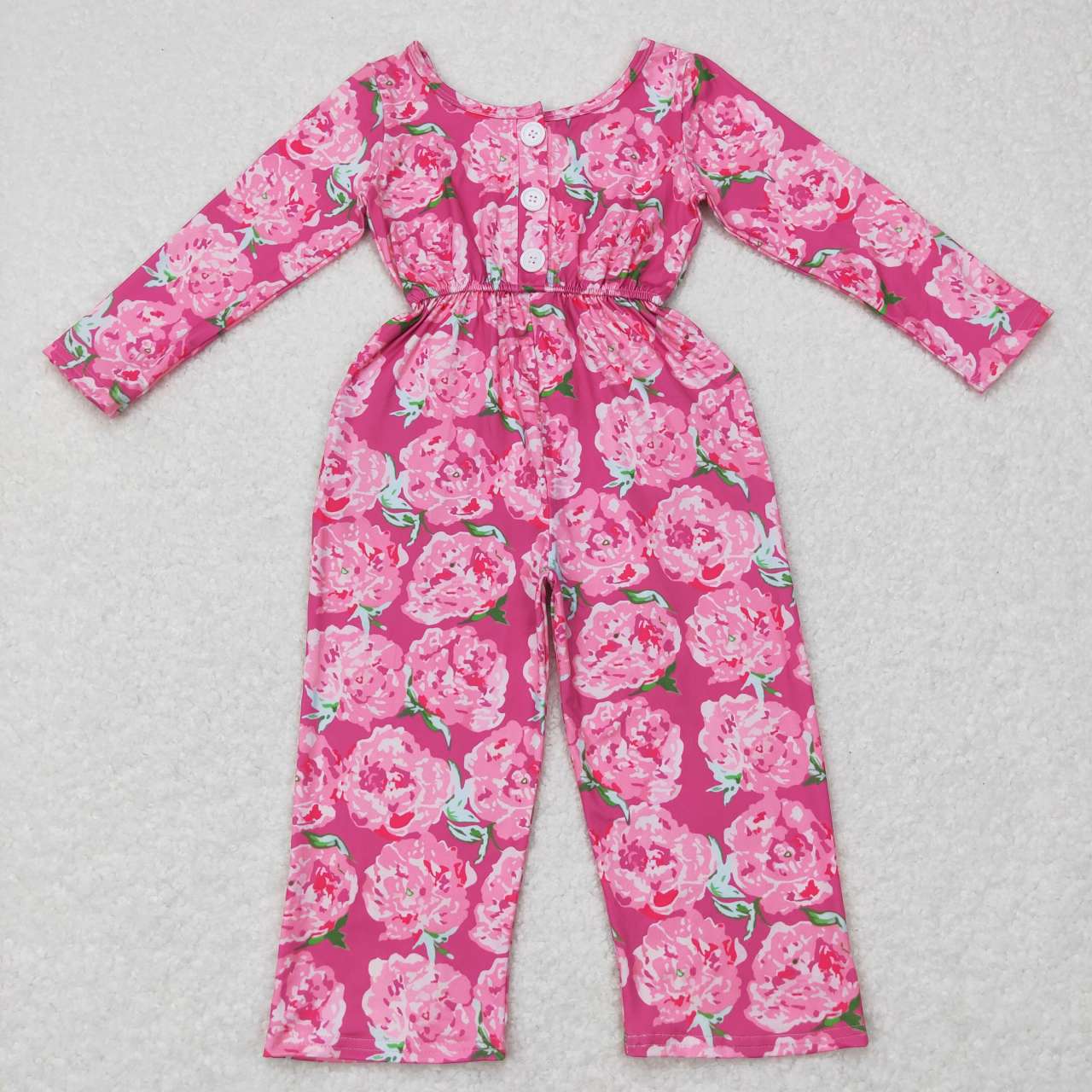 flower  girls floral print long sleeve jumpsuit romper