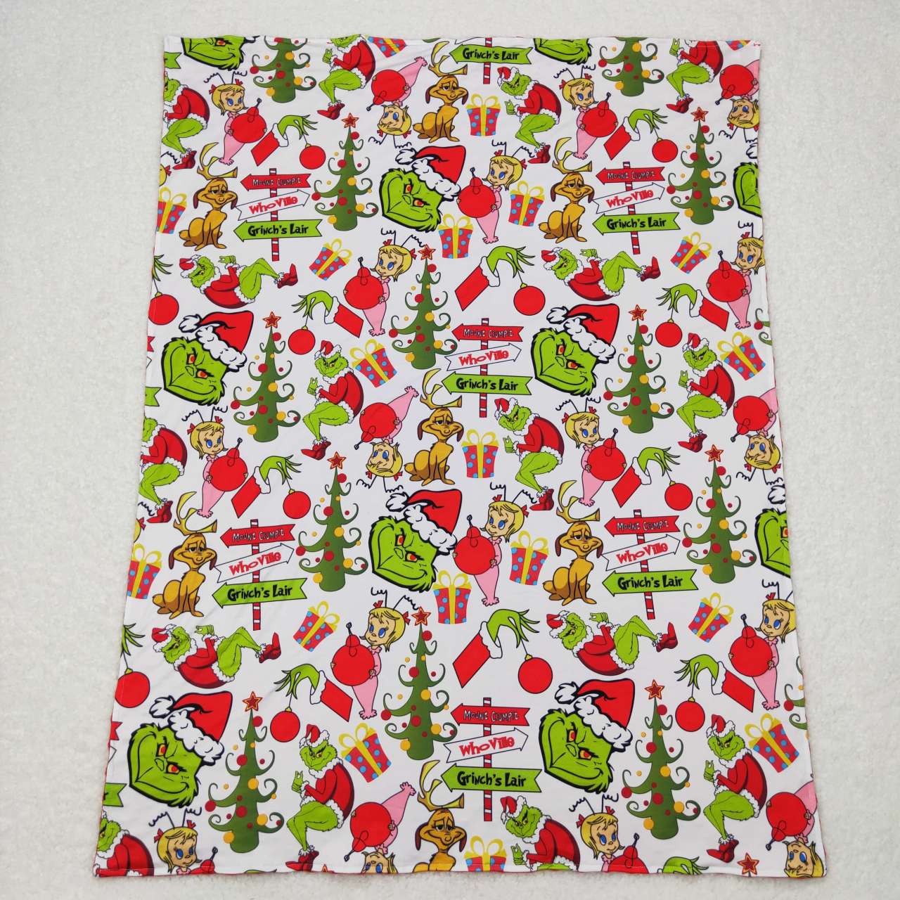 Christmas green face fleece blanket