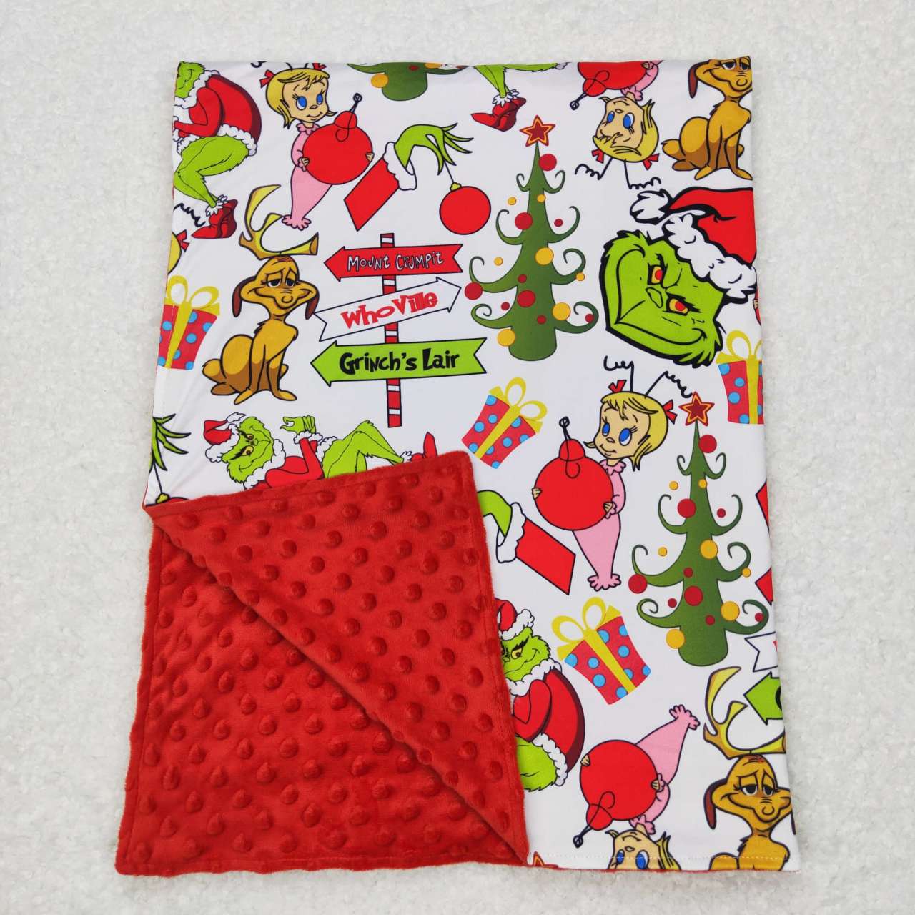 Christmas green face fleece blanket