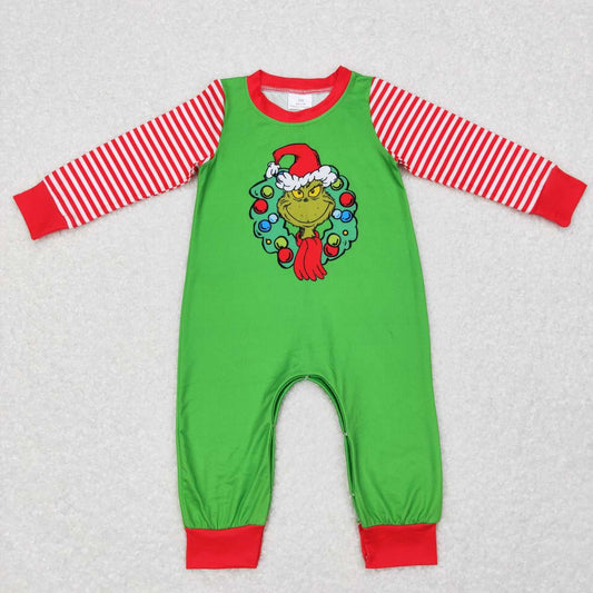 boy green face Christmas holiday romper