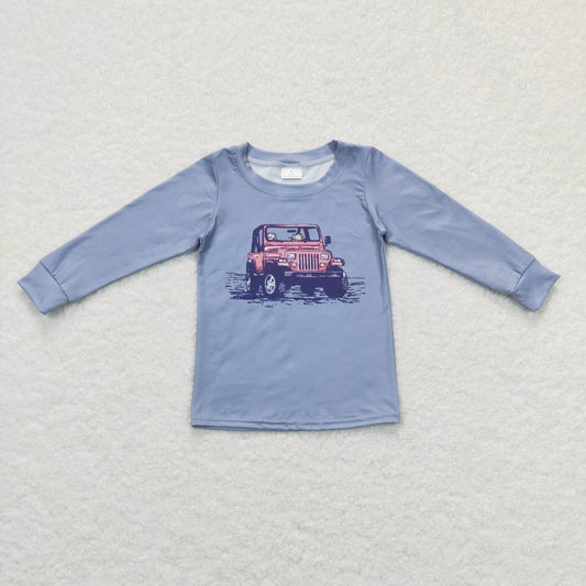 baby boy long sleeve car print milk silk t-shirt top