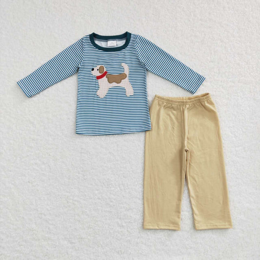 baby boy long sleeve embroidery dog print outfit