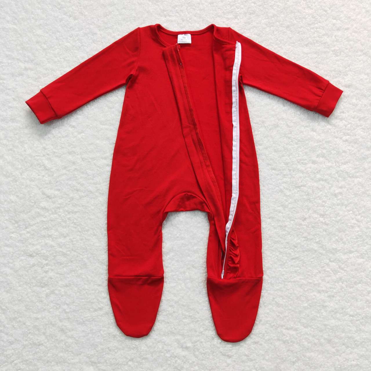 Christmas red long sleeve zip romper