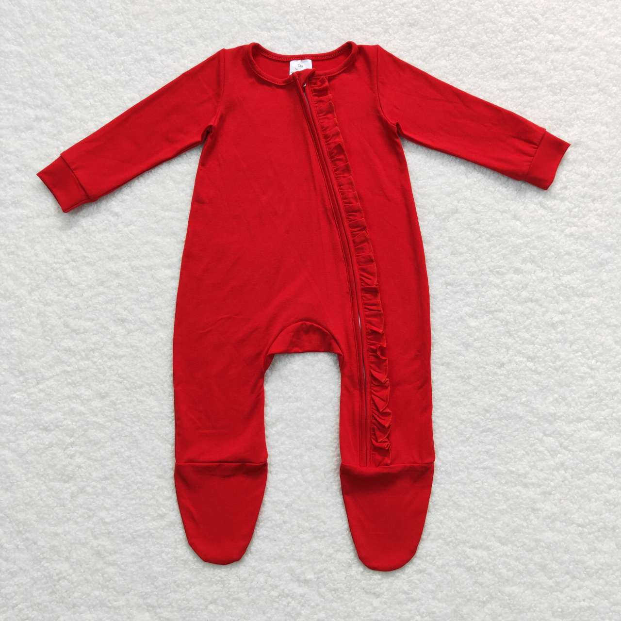 Christmas red long sleeve zip romper