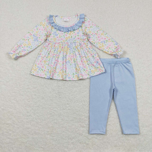 Baby girls Easter floral blue design  outfit