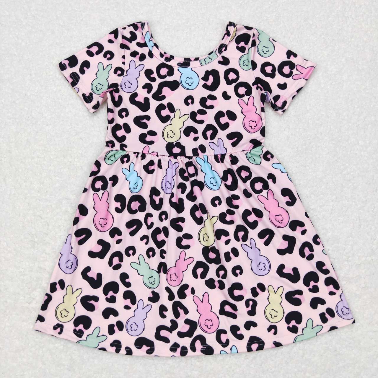 Easter bunny cheetah short sleeve dress