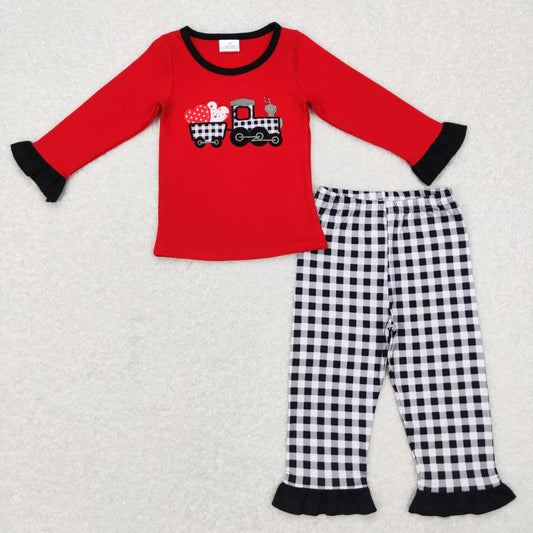 baby girls Valentines day tractor clothing set