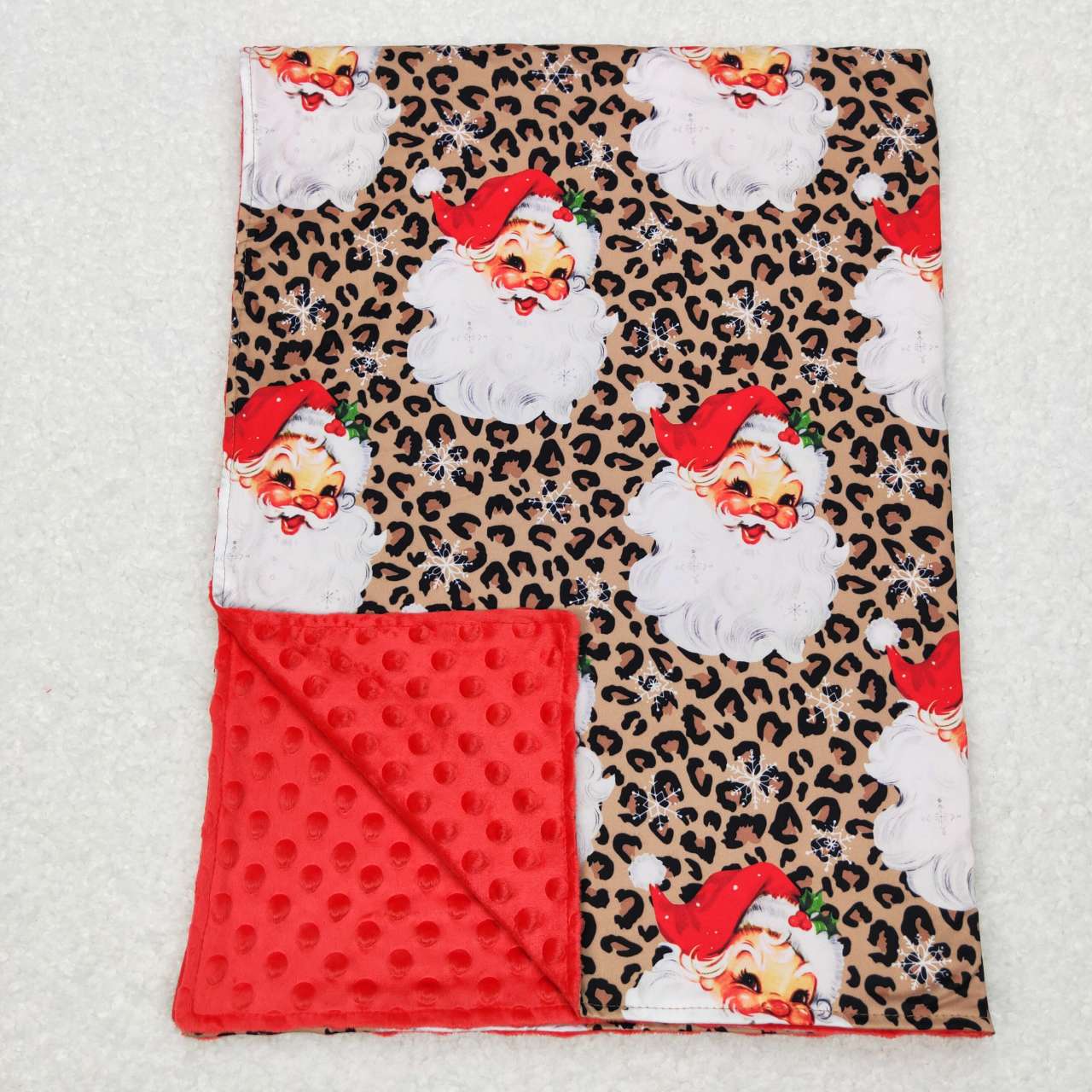 Leopard Christmas Santa Claus fleece blanket