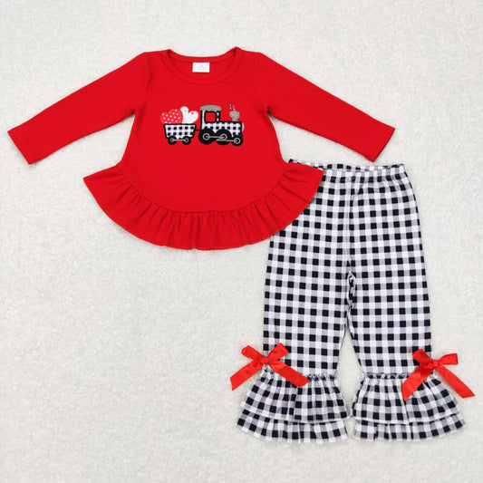 baby girls Valentines day tractor outfit