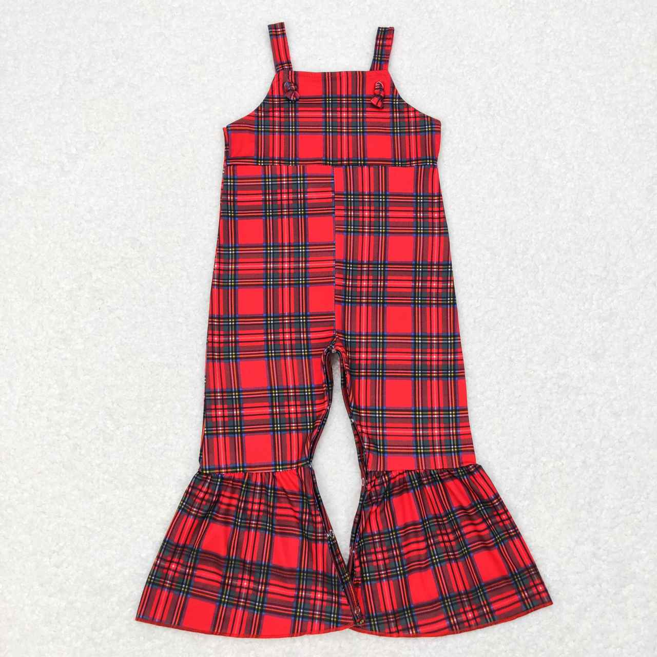 baby girls white top red green plaid suspender pants outfit