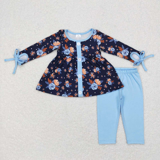 children girls long sleeve floral boutique clothing set