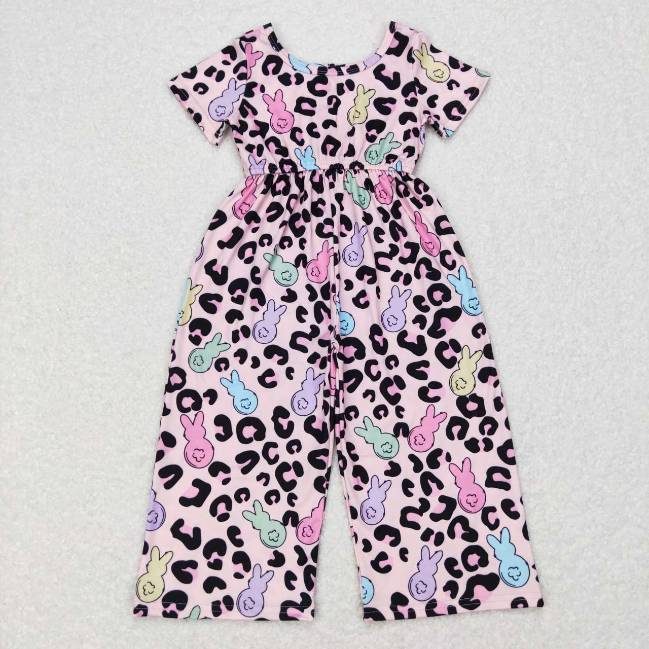 bunny cheetah Easter romper jumpsuit