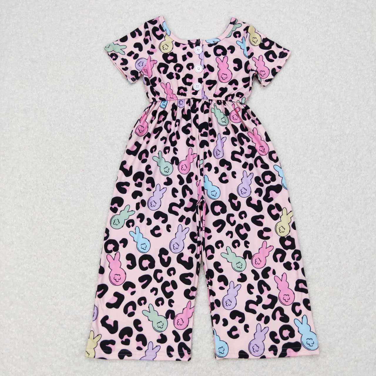 bunny cheetah Easter romper jumpsuit