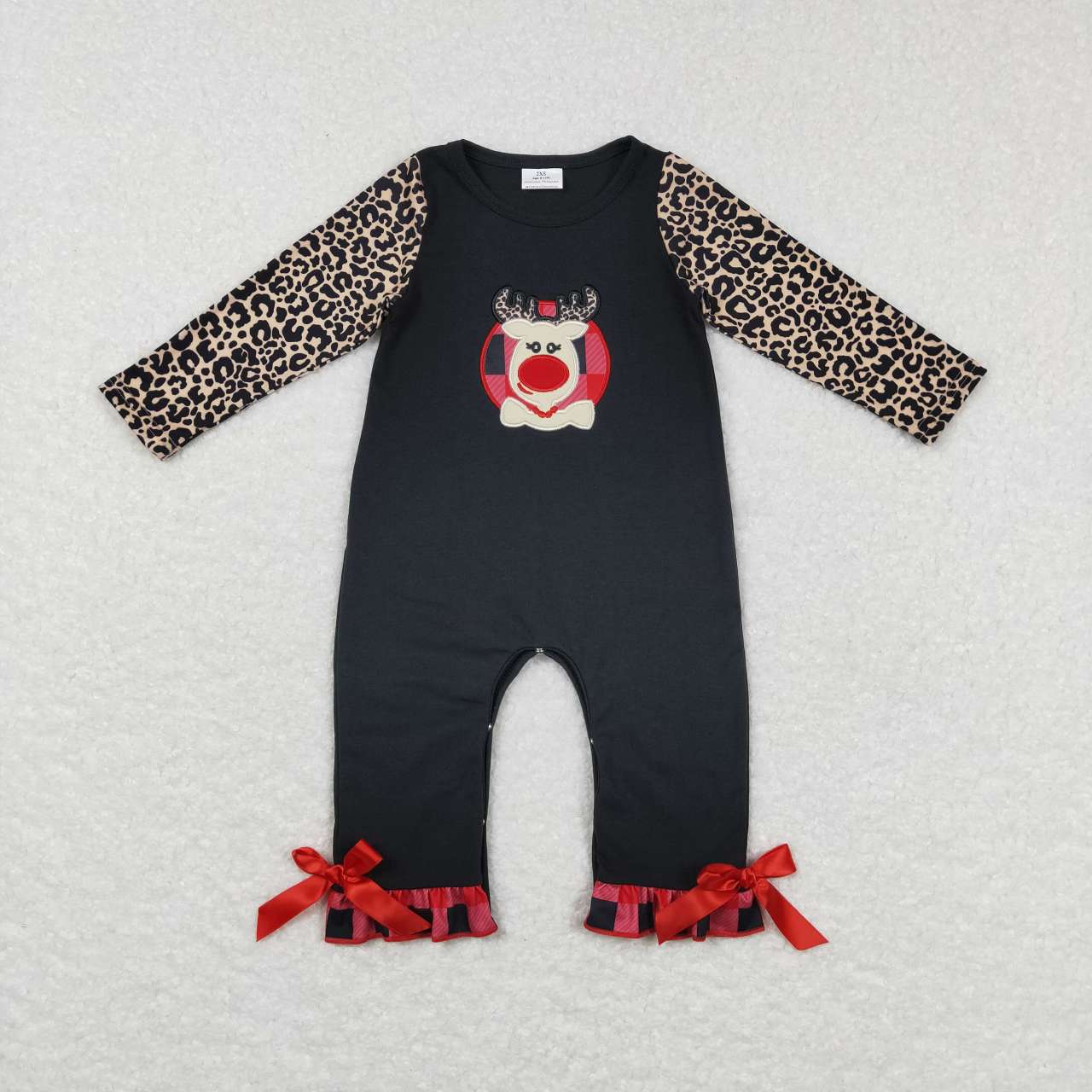 embroidery reindeer Christmas romper