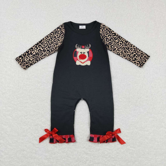 embroidery reindeer Christmas romper