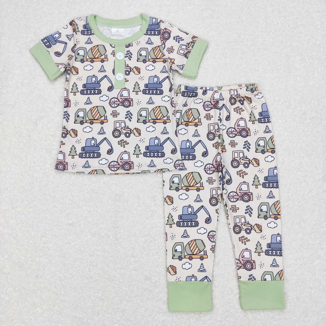 Baby boy short sleeve construction outfit