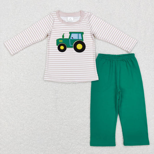 embroidery farm tractor baby boy outfit