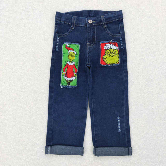 Christmas green face cartoon jeans pants