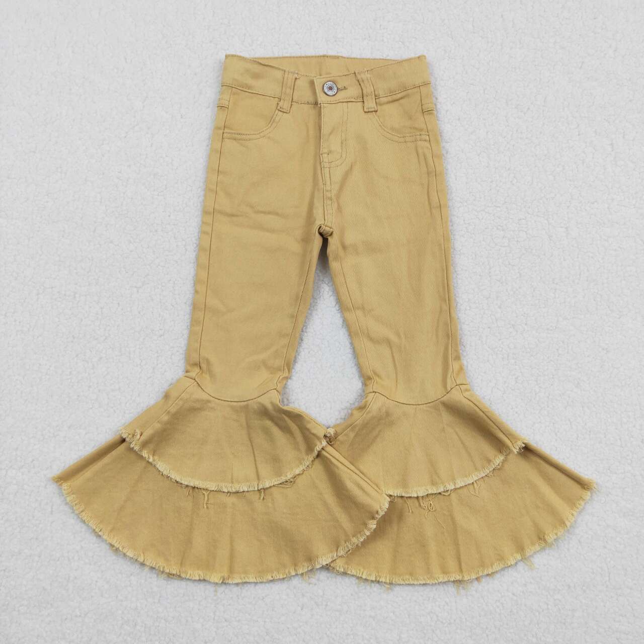 children girls double ruffle jeans bell bottoms