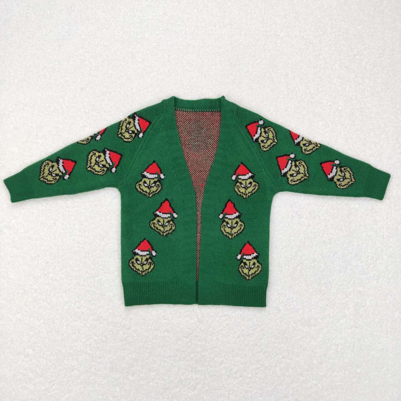 Christmas tree long sleeve green face sweater cardigan