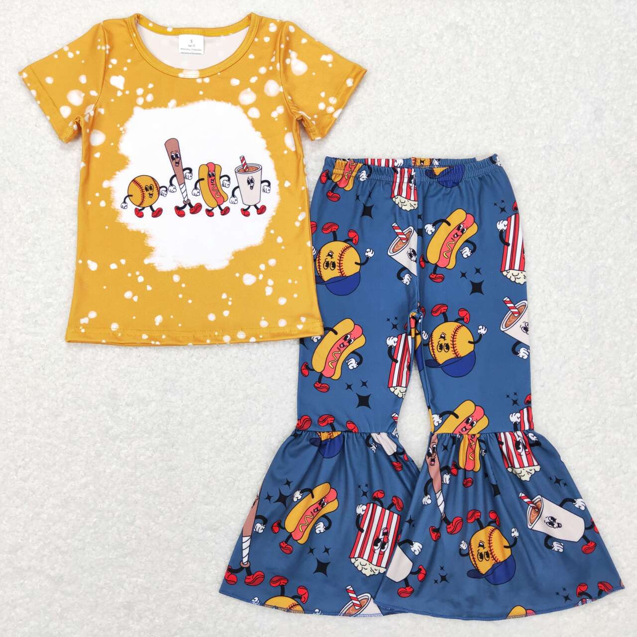 girls softball game cartoon clothing set