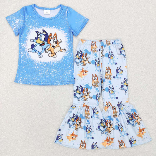 girls blue dog cartoon outfit