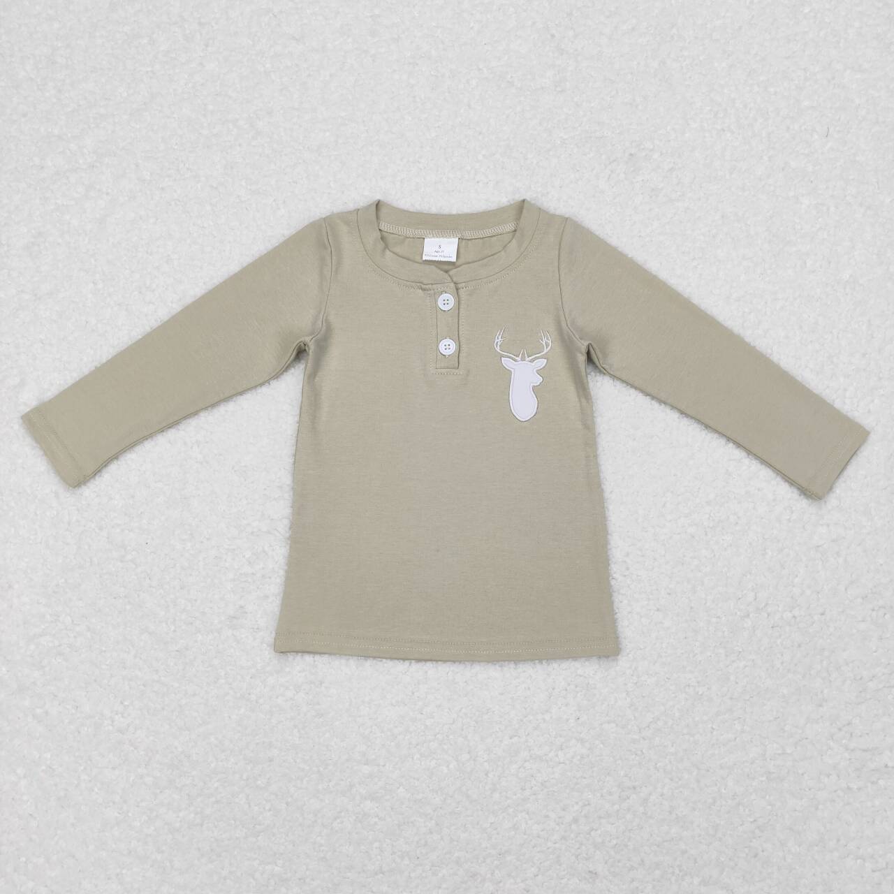 baby boy embroidery reindeer cotton top