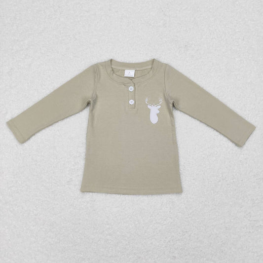 baby boy embroidery reindeer cotton top