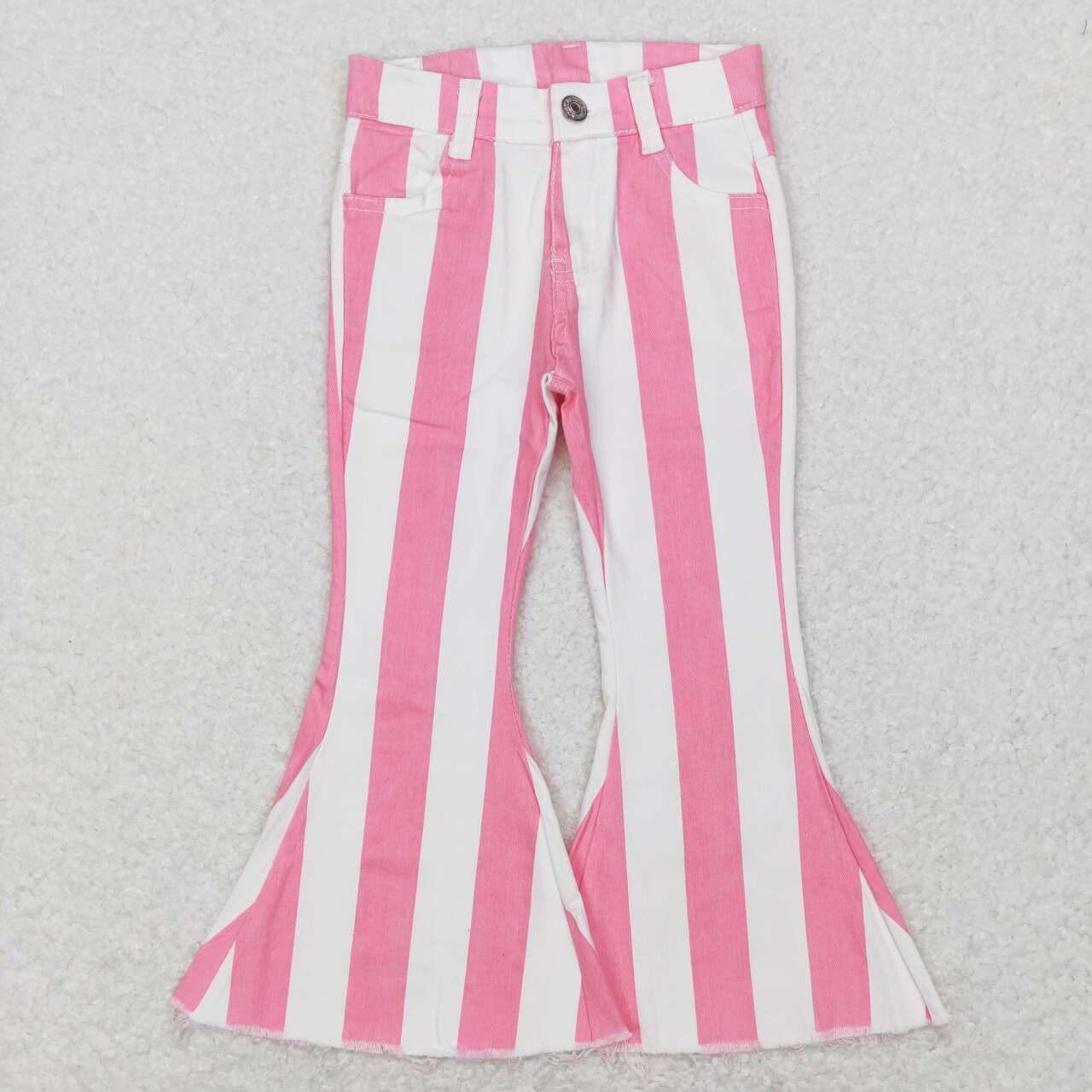 Valentines day pink stripes adjustable waist jeans bell bottoms pants