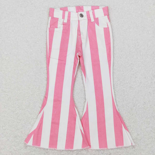 Valentines day pink stripes adjustable waist jeans bell bottoms pants