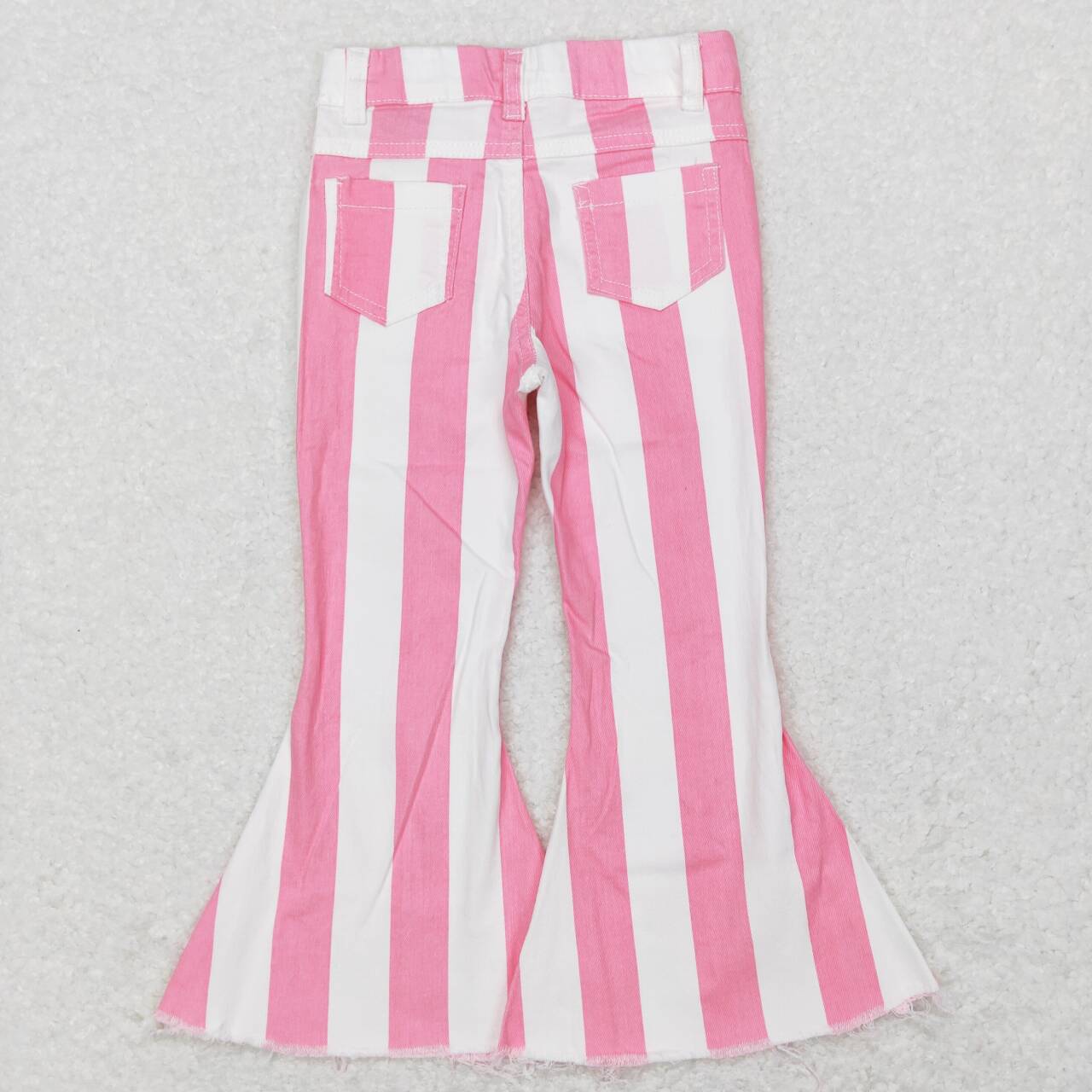 Valentines day pink stripes adjustable waist jeans bell bottoms pants