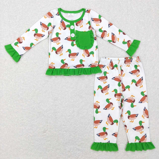 mallard duck baby girls  sibling hunting outfit