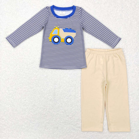 baby boy embroidery  car tipper long sleeve outfit