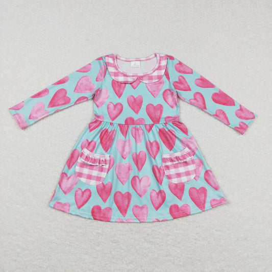 Valentines day pink heart long sleeve  dress