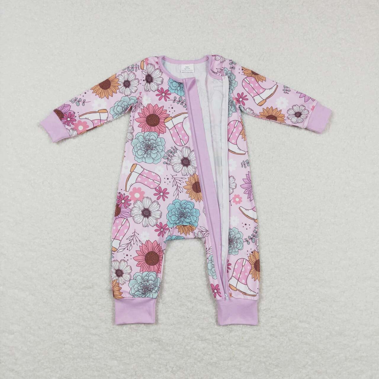 toddle girls western floral boots romper