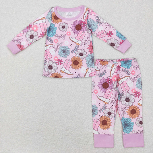toddle baby girls long sleeve floral outfit