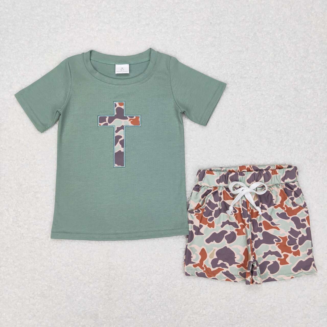 baby boy Easter camo cross short outfit