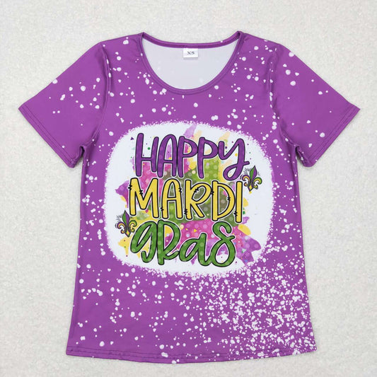 Adult women Mardi Gras short sleeve t-shirt top
