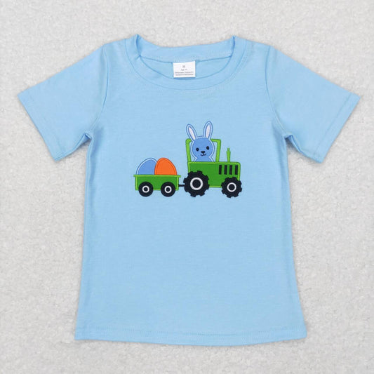 baby boy Easter embroidery tractor short sleeve t-shirt top
