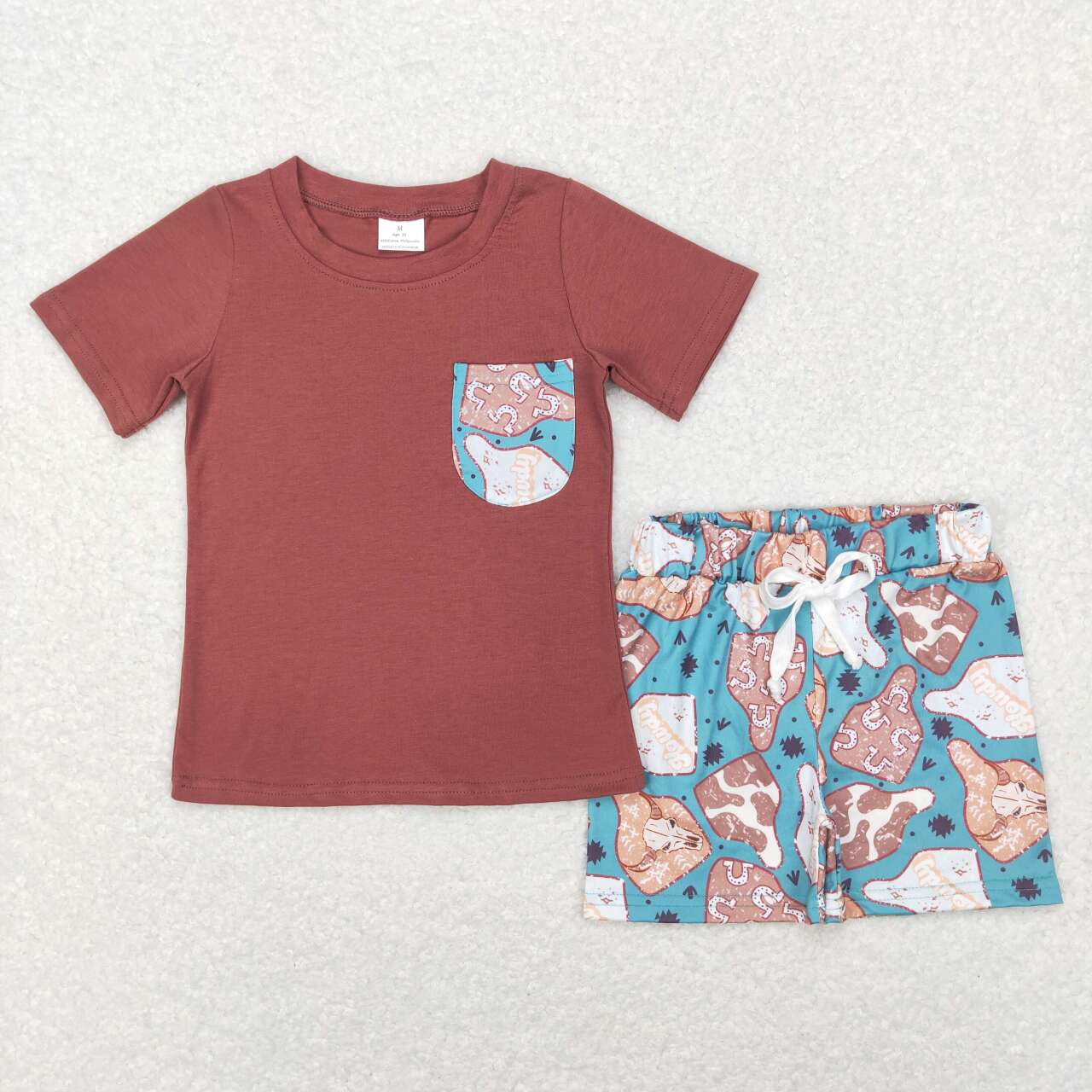 baby boy western cow short sleeve clothing set