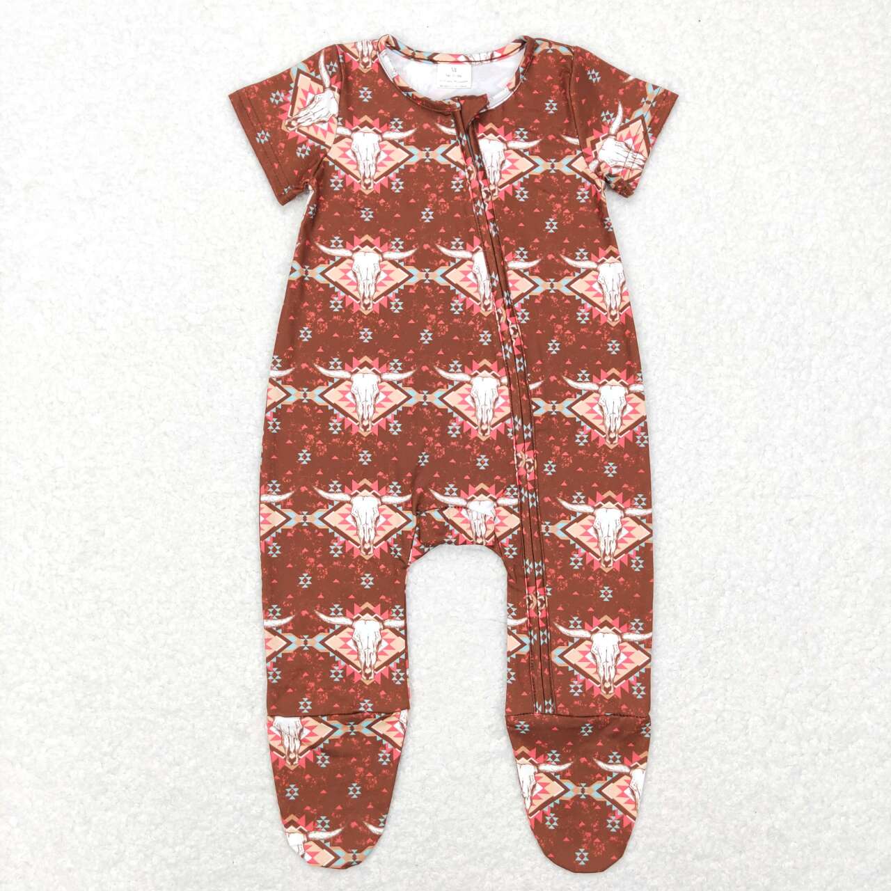 Pre-orde boy cow print long sleeve  footie romper, Dec 15th ,SR0199