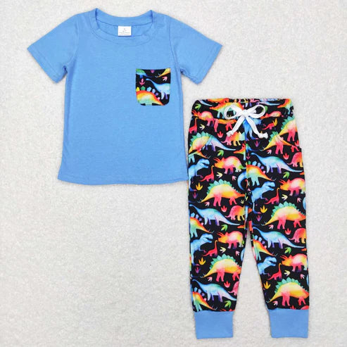 brother sister colorful dinosaur sibling set kids matching outfit