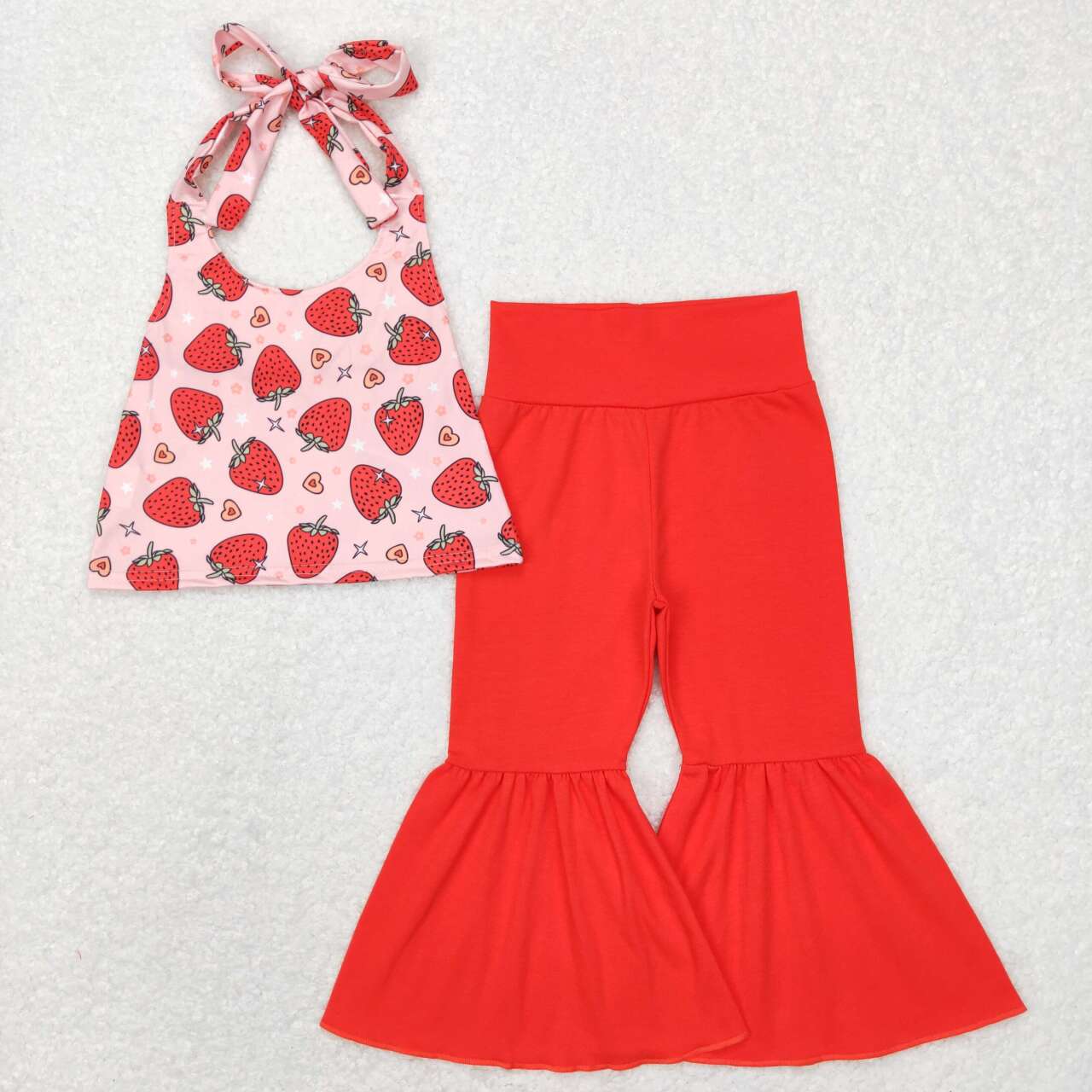 baby girls strawberry halter top bell bottoms clothing set