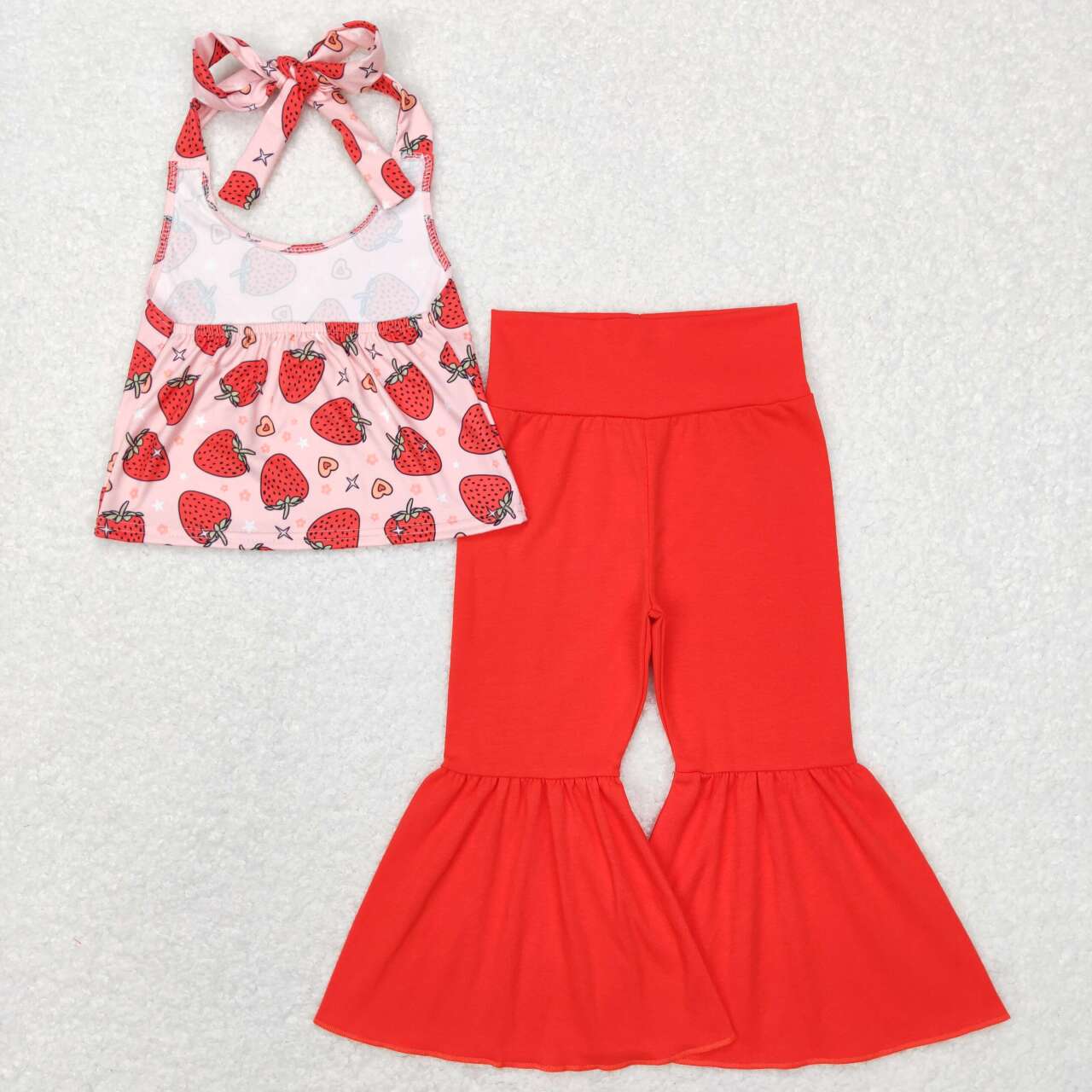 baby girls strawberry halter top bell bottoms clothing set