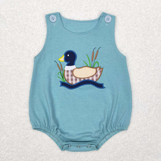 baby boy sleeveless embroidery mallard duck romper
