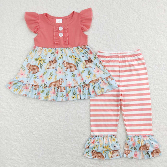 toddle girls Easter bunny floral clothing set