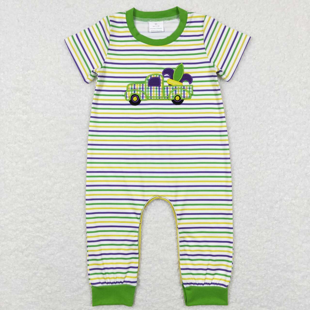 Mardi Gras baby boy holiday romper