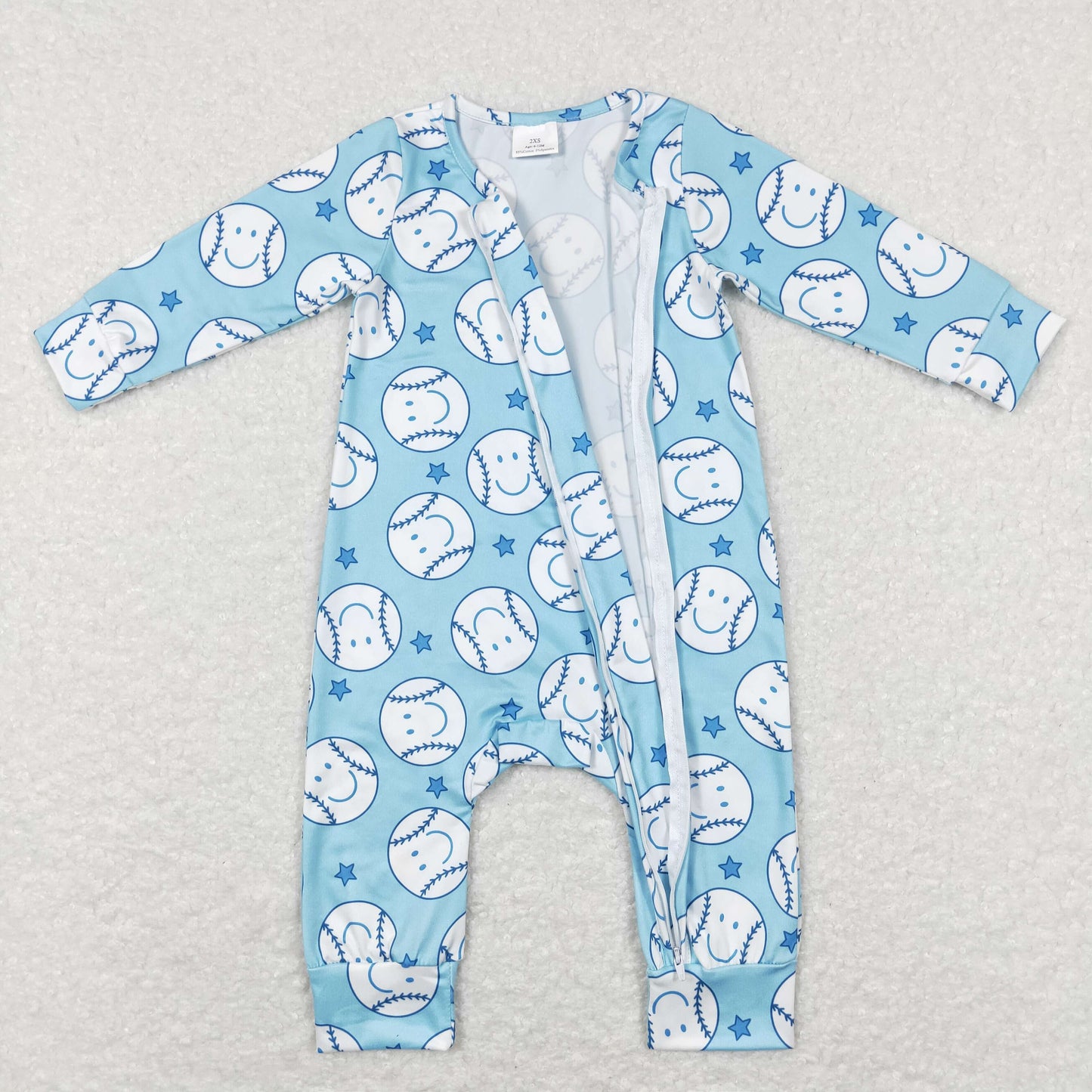 toddle boy long sleeve baseball romper