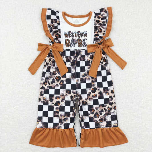 western baby leopard checkered romper